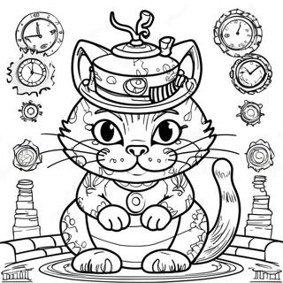 Cheshire Cat In Steampunk Style Coloring Page 23724-21892