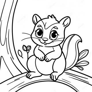 Cute Chipmunk Sitting On A Tree Coloring Page 23764-21921