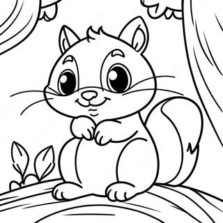 Cute Chipmunk Sitting On A Tree Coloring Page 23764-21922