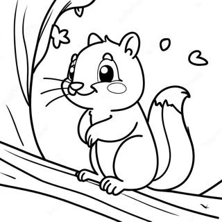 Cute Chipmunk Sitting On A Tree Coloring Page 23764-21923