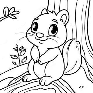 Cute Chipmunk Sitting On A Tree Coloring Page 23764-21924