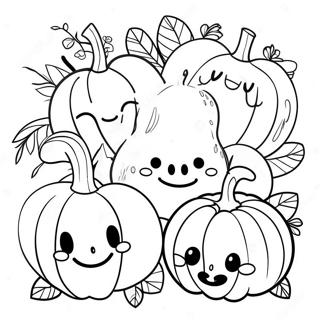 Cute Pumpkin Faces Coloring Page 23794-21945