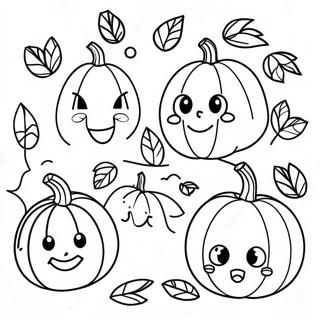 Cute Pumpkin Faces Coloring Page 23794-21946