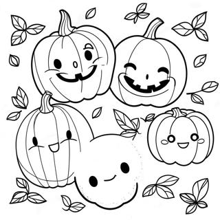 Cute Pumpkin Faces Coloring Page 23794-21947