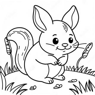 Cute Chinchilla Playing In The Grass Coloring Page 23804-21954