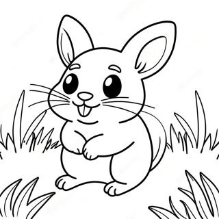 Cute Chinchilla Playing In The Grass Coloring Page 23804-21955