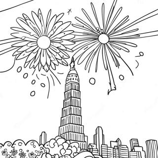 Festive New Year Fireworks Coloring Page 23824-21970