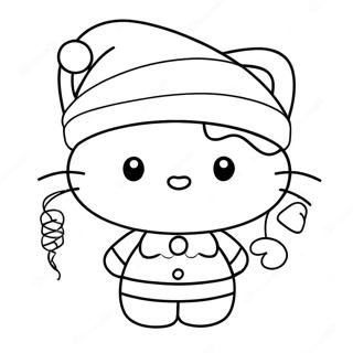 Festive Hello Kitty With Santa Hat Coloring Page 23874-22010