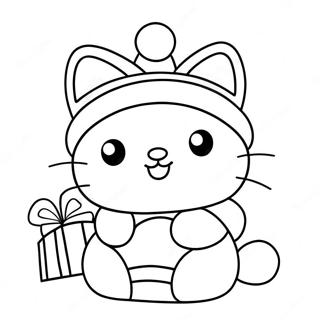 Festive Hello Kitty With Santa Hat Coloring Page 23874-22011