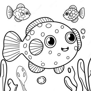 Cute Puffer Fish Underwater Coloring Page 23904-22036