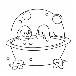 Cute Bubble Bath Scene Coloring Page 2392-1957