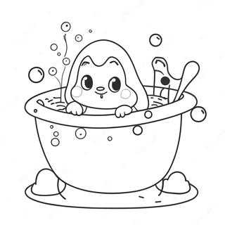 Cute Bubble Bath Scene Coloring Page 2392-1958