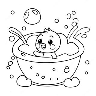 Cute Bubble Bath Scene Coloring Page 2392-1959