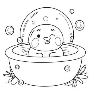 Cute Bubble Bath Scene Coloring Page 2392-1960