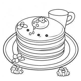 Colorful Pancakes Breakfast Coloring Page 23974-22090