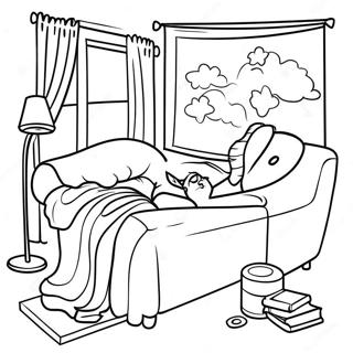 Cozy Movie Night Coloring Page 23994-22107