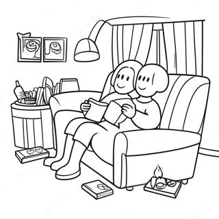 Cozy Movie Night Coloring Page 23994-22108