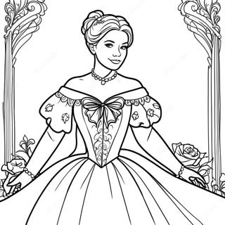 Anastasia In A Beautiful Dress Coloring Page 24044-22147