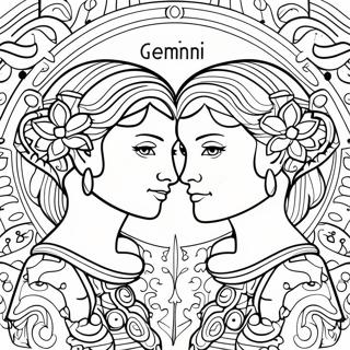 Gemini Zodiac Sign Coloring Page 24053-22151