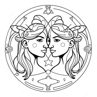 Gemini Zodiac Sign Coloring Page 24053-22152