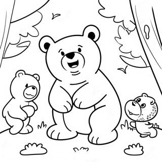 Grizzly Bear Playing With Friends Coloring Page 24074-22172