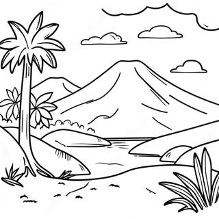 Colorful El Salvador Landscape Coloring Page 24094-22187