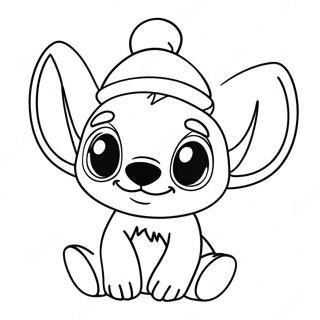 Adorable Stitch With Santa Hat Coloring Page 2412-1973