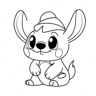 Adorable Stitch With Santa Hat Coloring Page 2412-1975