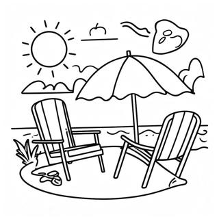 Preppy Summer Beach Scene Coloring Page 24214-22270