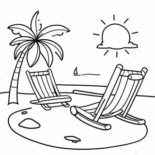 Preppy Summer Beach Scene Coloring Page 24214-22271