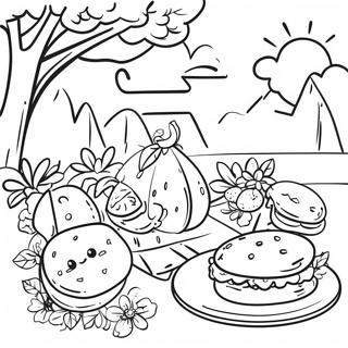 Colorful Preppy Summer Picnic Coloring Page 24215-22273