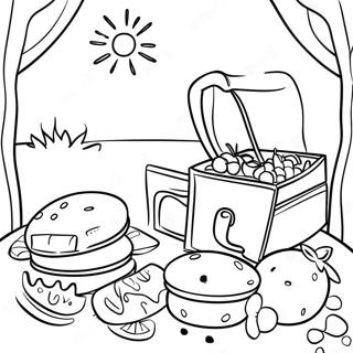 Colorful Preppy Summer Picnic Coloring Page 24215-22274