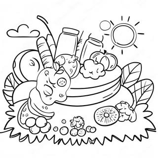 Colorful Preppy Summer Picnic Coloring Page 24215-22275