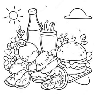 Colorful Preppy Summer Picnic Coloring Page 24215-22276