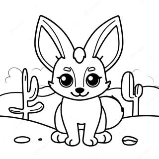 Cute Fennec Fox In Desert Coloring Page 24225-22282