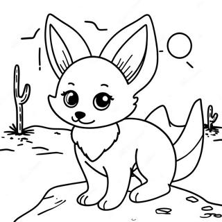 Cute Fennec Fox In Desert Coloring Page 24225-22283