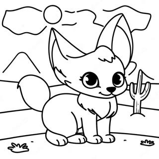 Cute Fennec Fox In Desert Coloring Page 24225-22284