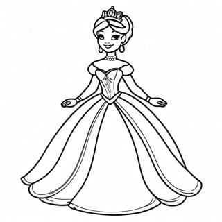 Elegant Black Princess In Royal Gown Coloring Page 24325-22363