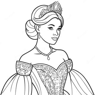 Elegant Black Princess In Royal Gown Coloring Page 24325-22364