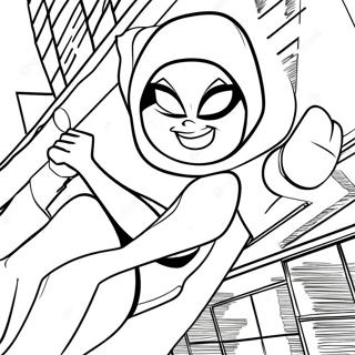 Spider Gwen Action Pose Coloring Page 24394-22415