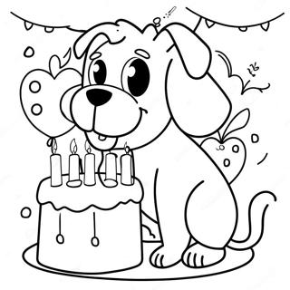 Dog Birthday Party Coloring Page 24404-22422