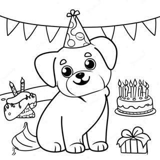 Dog Birthday Party Coloring Page 24404-22423