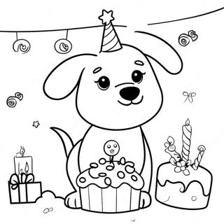 Dog Birthday Party Coloring Page 24404-22424