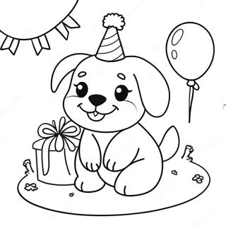 Cute Puppy Birthday Celebration Coloring Page 24405-22425