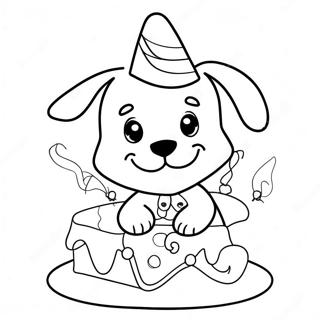 Cute Puppy Birthday Celebration Coloring Page 24405-22426