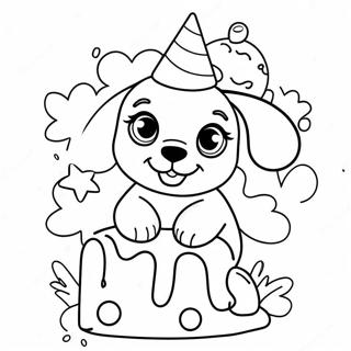 Cute Puppy Birthday Celebration Coloring Page 24405-22427