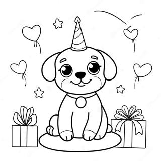 Cute Puppy Birthday Celebration Coloring Page 24405-22428