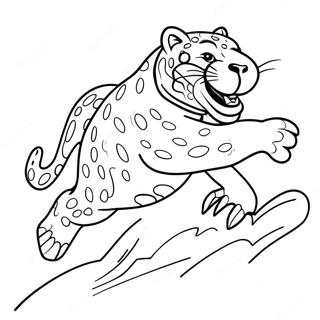 Jaguar Mascot Jumping Coloring Page 24415-22433