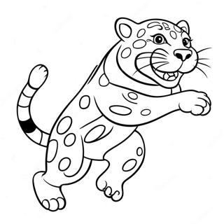 Jaguar Mascot Jumping Coloring Page 24415-22434