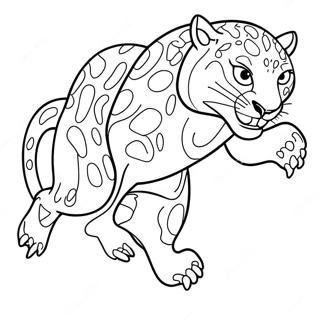 Jaguar Mascot Jumping Coloring Page 24415-22435